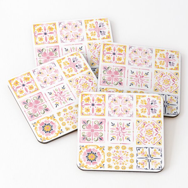 Item preview, Colorful Portuguese Tile Pattern – Mediterranean Azulejos Watercolor Design designed and sold by imaginefountain.