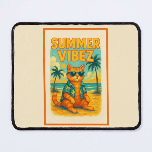 Item preview, Summer Vibez – Cool Cat on the Beach Illustration designed and sold by Enea Kelo.