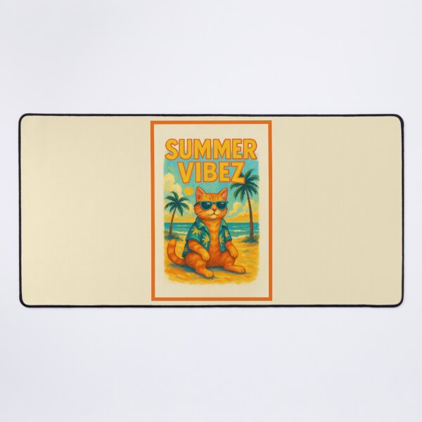 Item preview, Summer Vibez – Cool Cat on the Beach Illustration designed and sold by Enea Kelo.