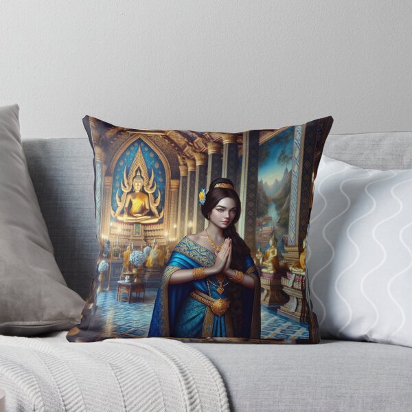 Item preview, Mona with blue Thai dress in  A Thai temple designed and sold by ParateePShop.