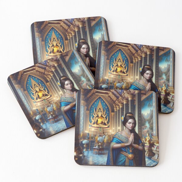 Item preview, Mona with blue Thai dress in  A Thai temple designed and sold by ParateePShop.