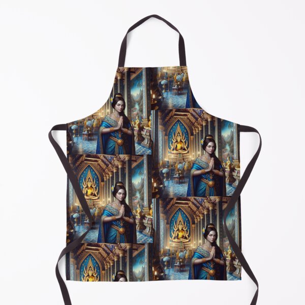 Item preview, Mona with blue Thai dress in A Thai temple designed and sold by ParateePShop.