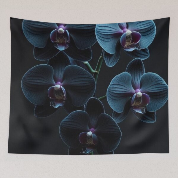 Item preview, Elegant Black and Blue Orchids – Minimalist Botanical Photography designed and sold by Mvolo.