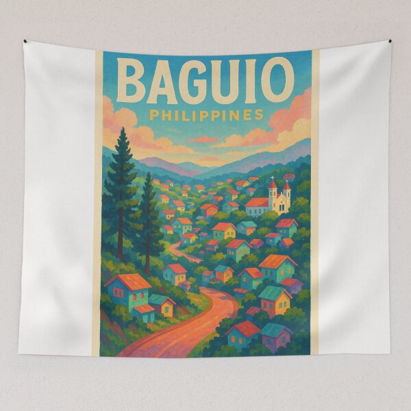 Item preview, Baguio Philippines – Colorful Mountain Cityscape and Cathedral designed and sold by Places On Earth.