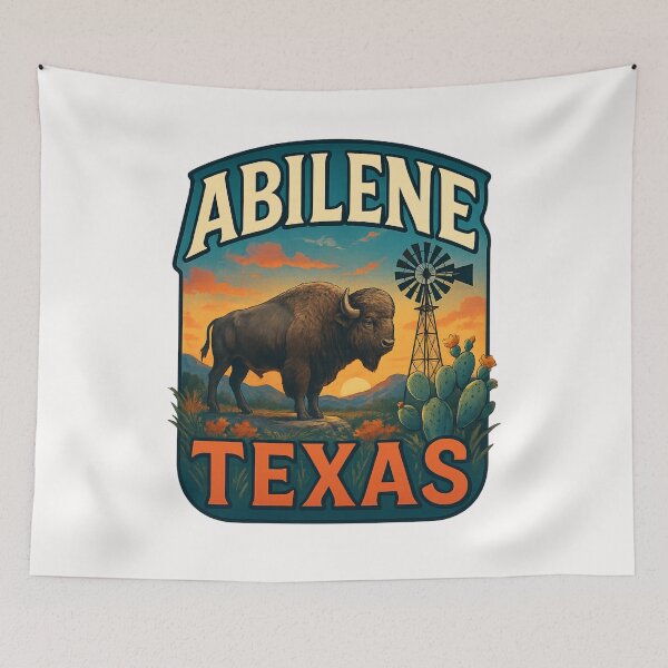 Item preview, Abilene Texas – Buffalo, Windmill, and Desert Sunset designed and sold by Places On Earth.