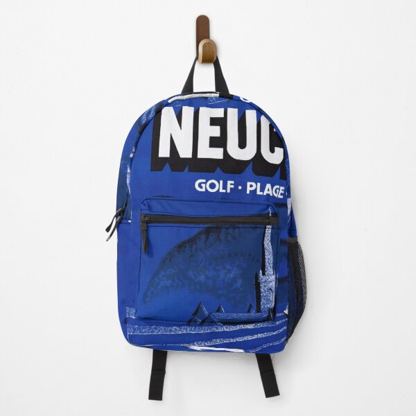 Item preview, Vintage Neuchâtel Travel Poster | Mid-Century Art Deco Style | Switzerland Scenic Beauty | Blue Palette | Golf Beach Mountain designed and sold by artofuniverse.