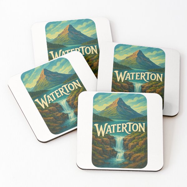 Item preview, Waterton Canada – Mountain Peak and Waterfall View designed and sold by Places On Earth.