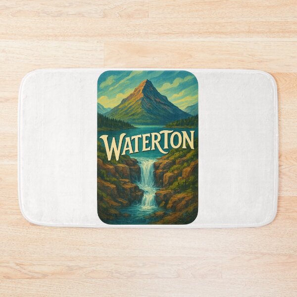Item preview, Waterton Canada – Mountain Peak and Waterfall View designed and sold by Places On Earth.