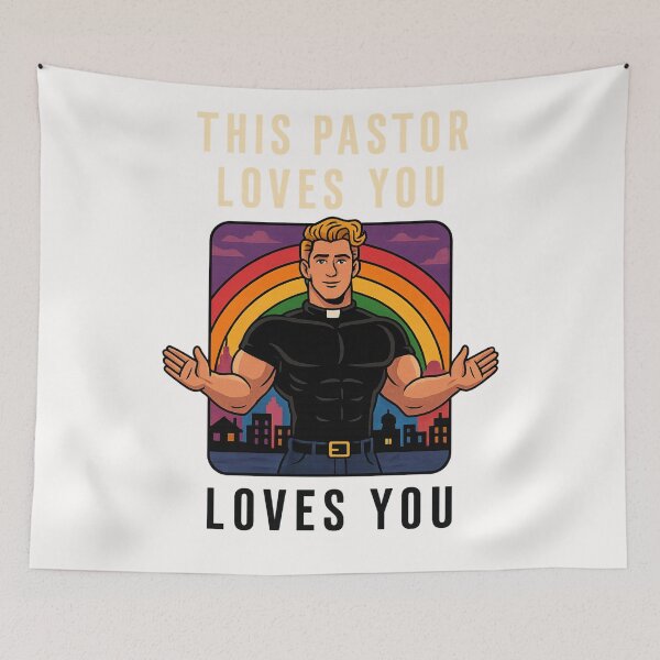 Item preview, This Pastor Loves You – Rainbow Pride Cityscape designed and sold by Places On Earth.