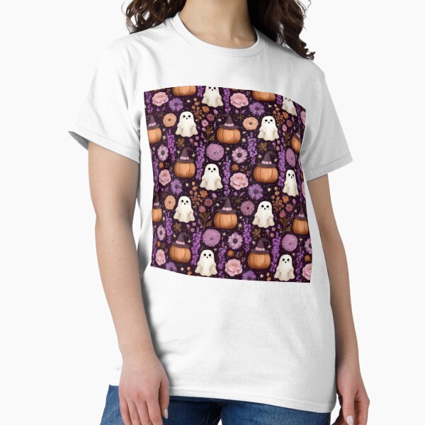 Item preview, Cute Halloween Ghosts and Pumpkins – Whimsical Floral Seamless Pattern designed and sold by Maryna_Reine.