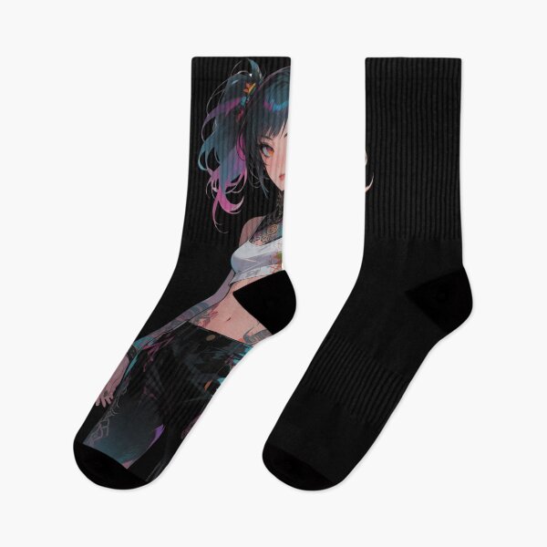 Item preview, Colorful Tattooed Punk Anime Girl – Neon Ink & Street Style Art designed and sold by Ping0686.
