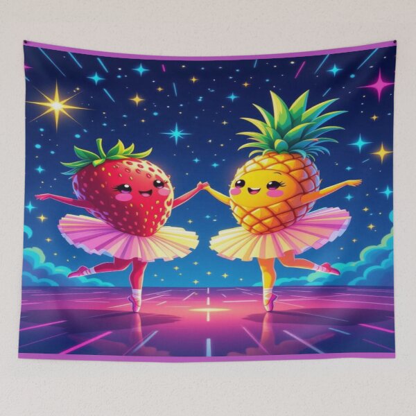Item preview, Dolled Up Fruit Ballet – Strawberry & Pineapple dancing under the stars designed and sold by FotoworldEdel.