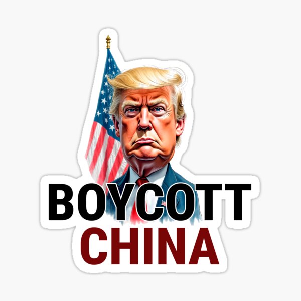 Aperçu de l'œuvre Affiche de protestation avec le dessin animé Donald Trump et le slogan Boycott Chine. créée et vendue par anderlee.