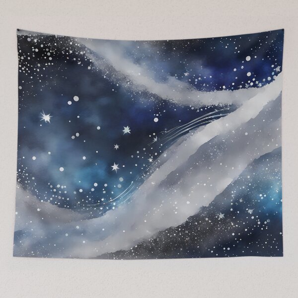 Item preview, Abstract Silver Wave in Dark Blue Space designed and sold by CalmnessbyChoice.