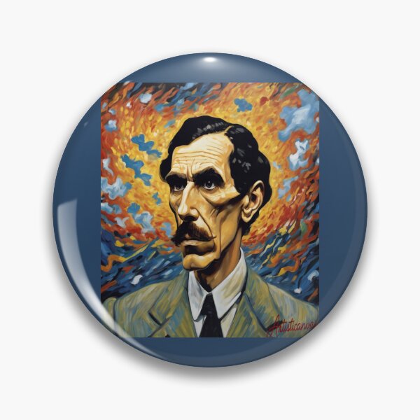 Item preview, "Ron Mael's Stylized Portrait: The Immobile Man in Chaos" designed and sold by Artisticanvas.