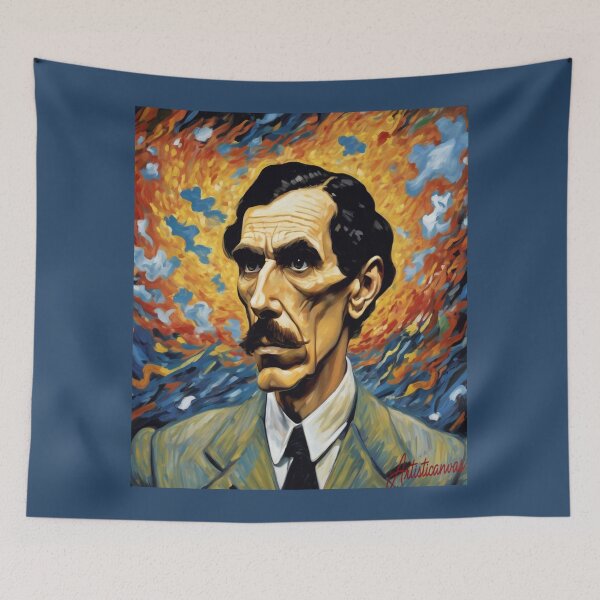 Item preview, "Ron Mael's Stylized Portrait: The Immobile Man in Chaos" designed and sold by Artisticanvas.