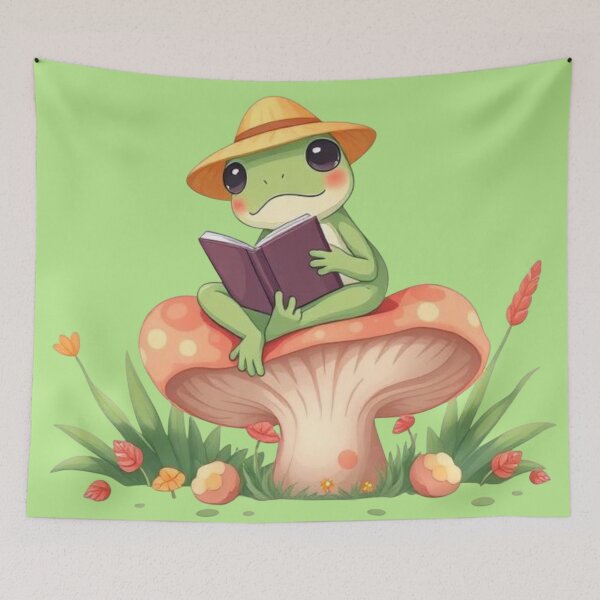 Item preview, Frog Reading on Mushroom Seat designed and sold by Iuqiune.