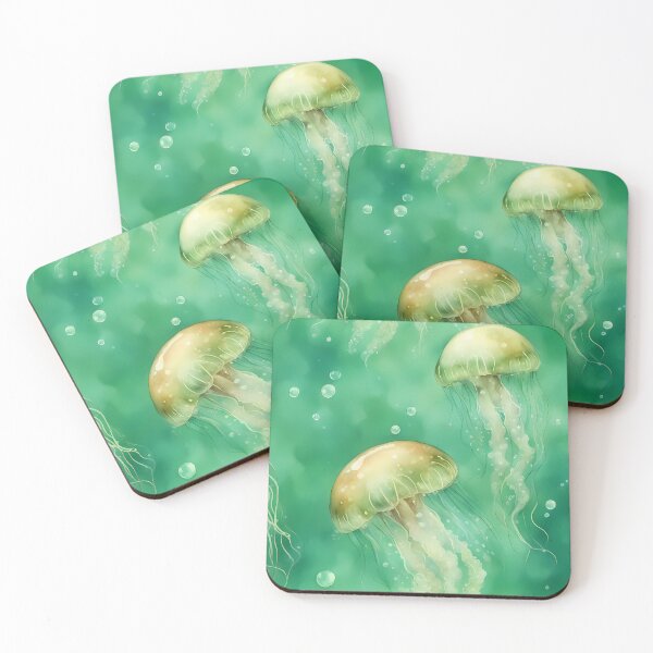 Item preview, Natural Jellyfish in Emerald Green Ocean designed and sold by CalmnessbyChoice.