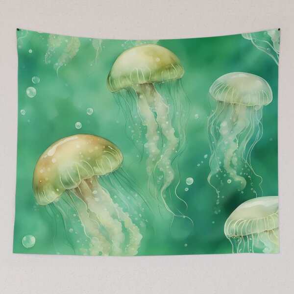 Item preview, Natural Jellyfish in Emerald Green Ocean designed and sold by CalmnessbyChoice.