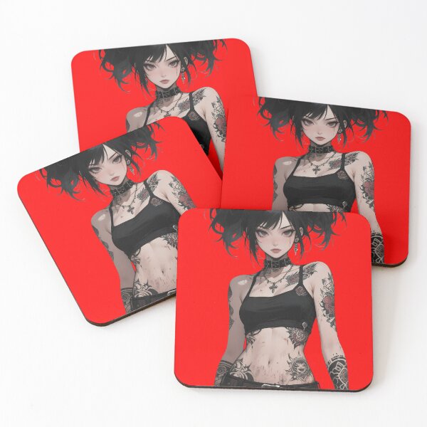 Item preview, Colorful Tattooed Punk Anime Girl – Neon Ink & Street Style Art designed and sold by Ping0686.