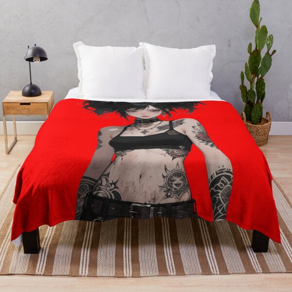 Item preview, Colorful Tattooed Punk Anime Girl – Neon Ink & Street Style Art designed and sold by Ping0686.