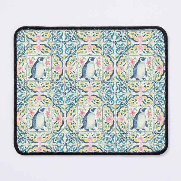 Item preview, Penguin with Pink Blooms Tile designed and sold by imaginefountain.