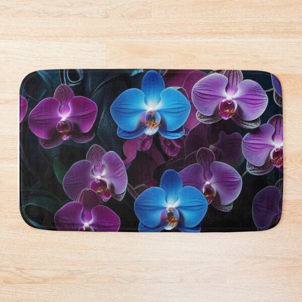 Item preview, Two Blue Orchids Among Purple Blooms – Botanical Art of Uniqueness designed and sold by Mvolo.