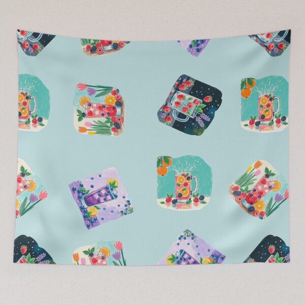 Item preview, Refreshing Fruit Juice Splash Pattern – Colorful Summer Drink Illustration designed and sold by skysshobu.