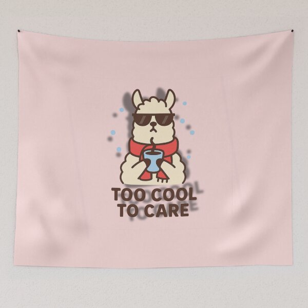 Item preview, Too Cool To Care – Cute Cartoon Llama in Winter Scarf Illustration designed and sold by konthai.familyart.