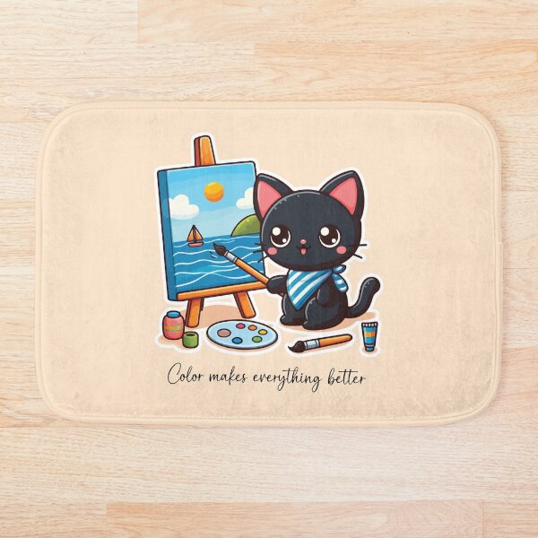 Item preview, Cute Black Cat Painting Art Scene designed and sold by PetsClan.