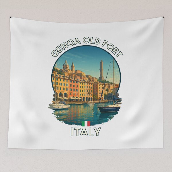 Item preview, Genoa Old Port Italy – Scenic Waterfront Marina Summer Travel Art designed and sold by inkNext.