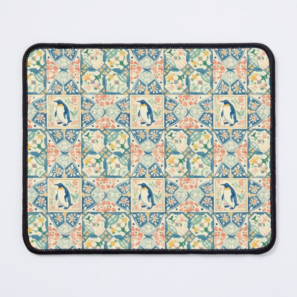Item preview, Penguin with Pink Blooms Tile designed and sold by imaginefountain.
