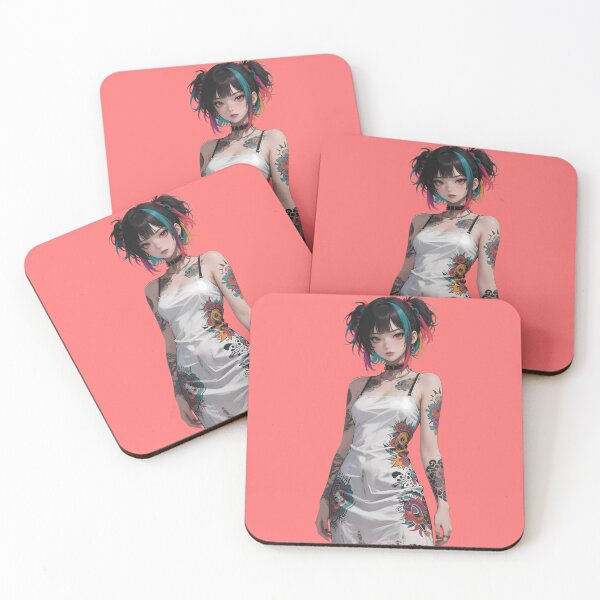 Item preview, Colorful Tattooed Punk Anime Girl – Neon Ink & Street Style Art designed and sold by Ping0686.