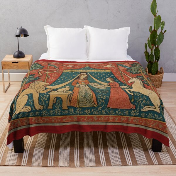 Item preview, A MON SEUL DESIR – Medieval Cluny Tapestry in Red designed and sold by QuantumKey.