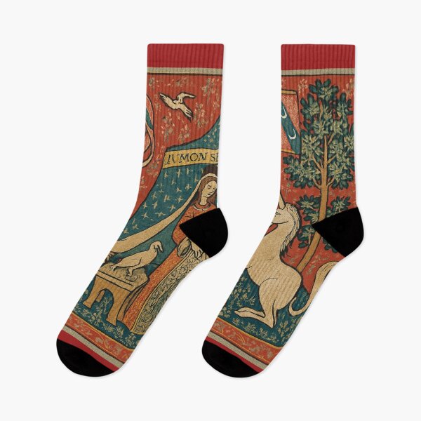 Item preview, A MON SEUL DESIR – Medieval Cluny Tapestry in Red designed and sold by QuantumKey.