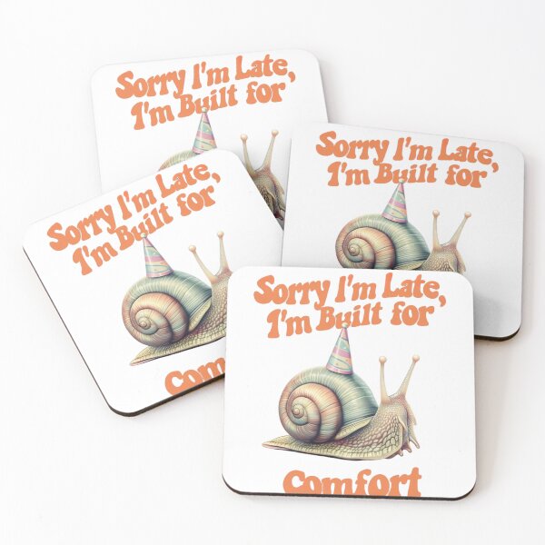Item preview, Sorry I'm Late, I'm Built for Comfort - Funny Snail with Party Hat - Humorous and Sarcastic Design for Procrastinators and Comfort Lovers designed and sold by Colorful-Garden.