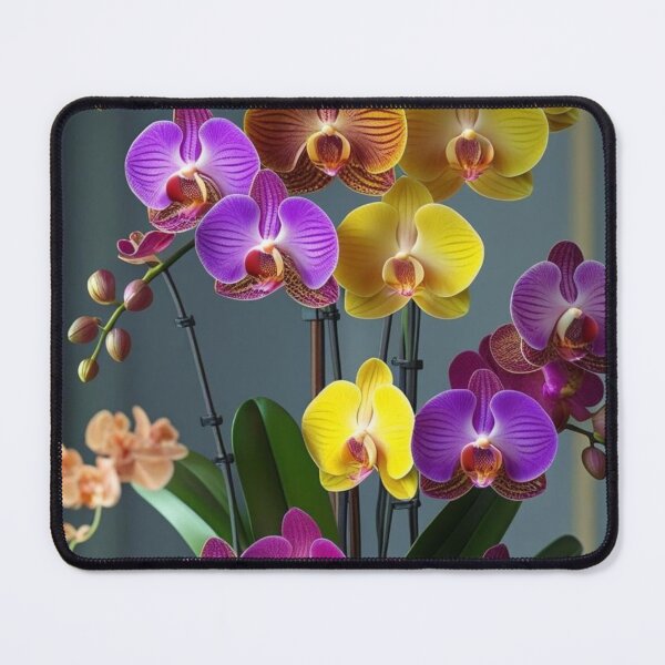 Item preview, Vibrant Yellow, Orange and Purple Orchids – Tropical Botanical Wall Art designed and sold by Mvolo.