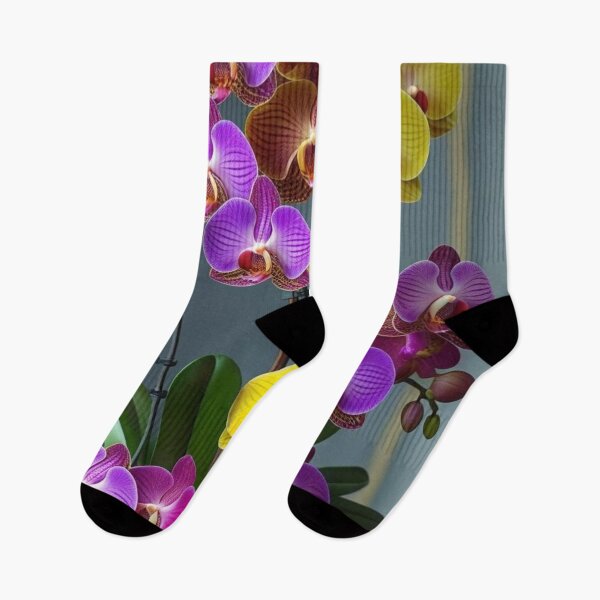 Item preview, Vibrant Yellow, Orange and Purple Orchids – Tropical Botanical Wall Art designed and sold by Mvolo.