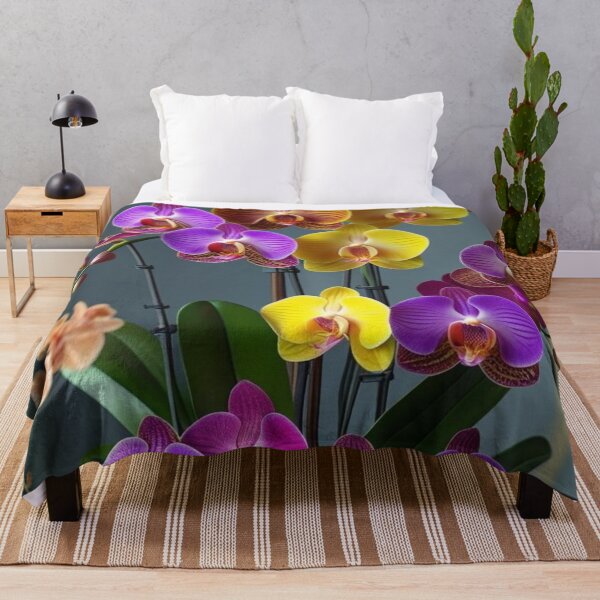 Item preview, Vibrant Yellow, Orange and Purple Orchids – Tropical Botanical Wall Art designed and sold by Mvolo.