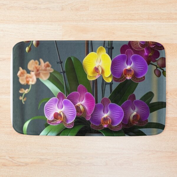 Item preview, Vibrant Yellow, Orange and Purple Orchids – Tropical Botanical Wall Art designed and sold by Mvolo.