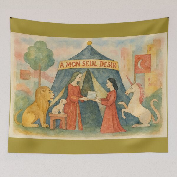 Item preview, A MON SEUL DESIR – Aquarelle Cluny Tapestry in Purple designed and sold by QuantumKey.
