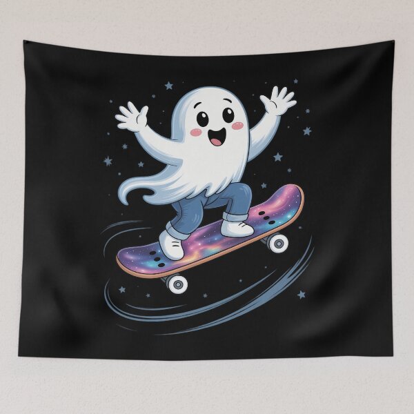 Item preview, Cute Ghost On Skateboard Funny Halloween Skater designed and sold by CookWorldLaughs.