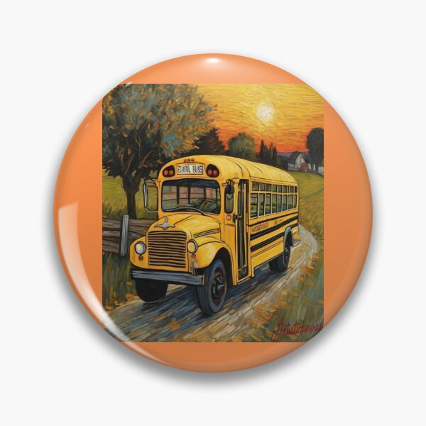 Item preview, "Sunset Journey: Nostalgic Old Yellow School Bus" designed and sold by Artisticanvas.