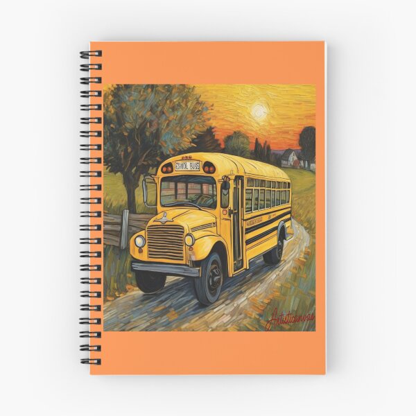 Item preview, "Sunset Journey: Nostalgic Old Yellow School Bus" designed and sold by Artisticanvas.