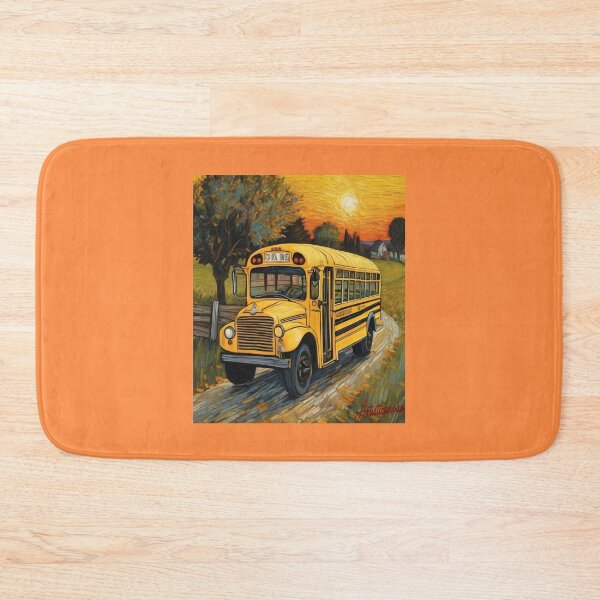 Item preview, "Sunset Journey: Nostalgic Old Yellow School Bus" designed and sold by Artisticanvas.