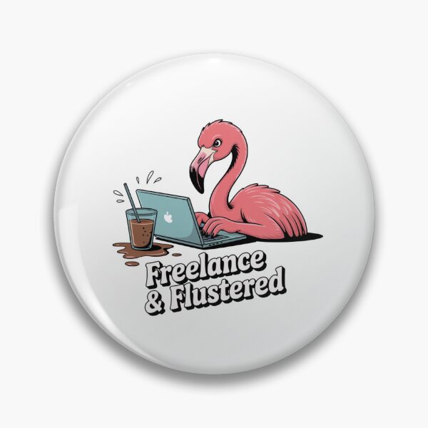 Item preview, Freelance & Flustered – Funny Flamingo at Work designed and sold by ArtByYunus.
