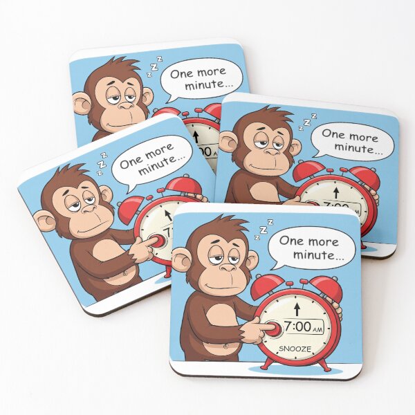 Item preview, Sleepy Monkey Hitting the Snooze Button – "One More Minute…" designed and sold by HopaHope.