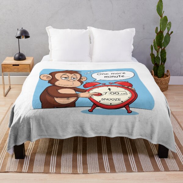 Item preview, Sleepy Monkey Hitting the Snooze Button – "One More Minute…" designed and sold by HopaHope.