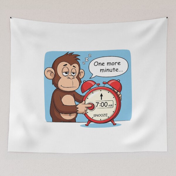 Item preview, Sleepy Monkey Hitting the Snooze Button – "One More Minute…" designed and sold by HopaHope.