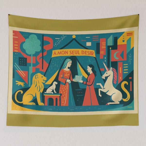 Item preview, A MON SEUL DESIR – Retro Style Cluny Tapestry in Purple designed and sold by QuantumKey.